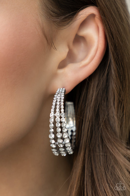 Cosmopolitan Cool Silver Rhinestone Hoops