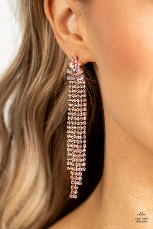 Overnight Sensation Copper Tassel Earrings