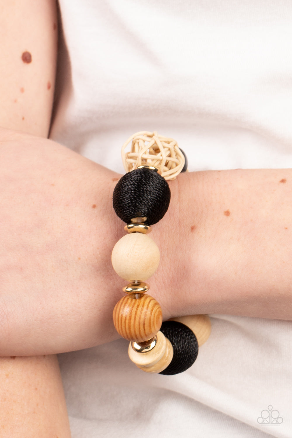 Happily Homespun Black Wood Bracelet