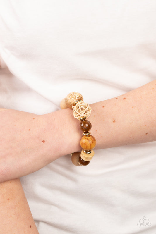 Happily Homespun Brown Wood Bracelet