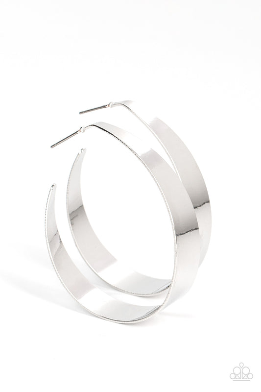 Flat Out Fashionable Silver Hoops