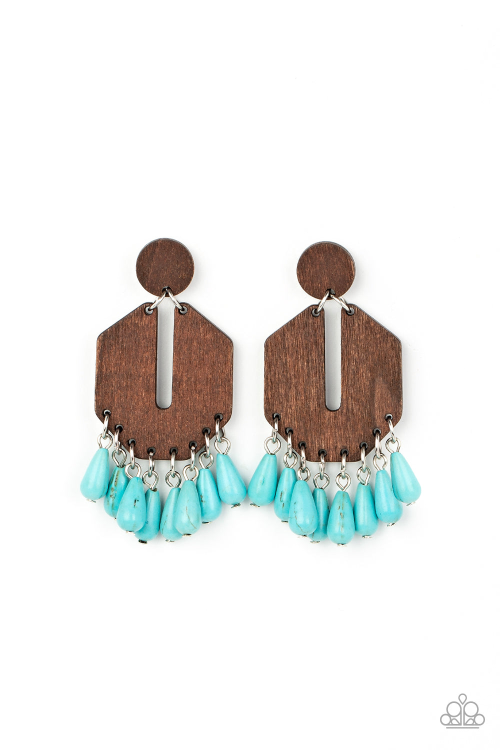 Western Retreat Blue Wood Earrings