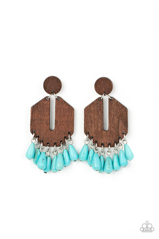 Western Retreat Blue Wood Earrings