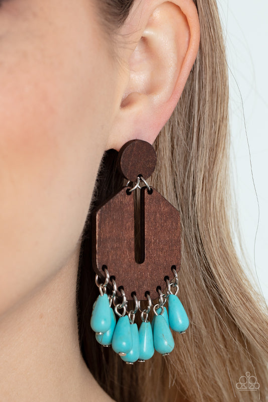 Western Retreat Blue Wood Earrings