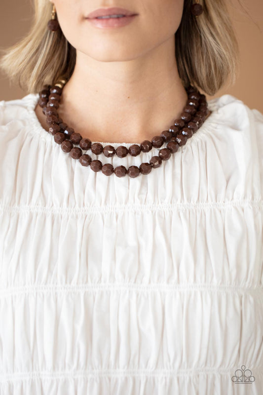 Greco Getaway Brown Gold Necklace