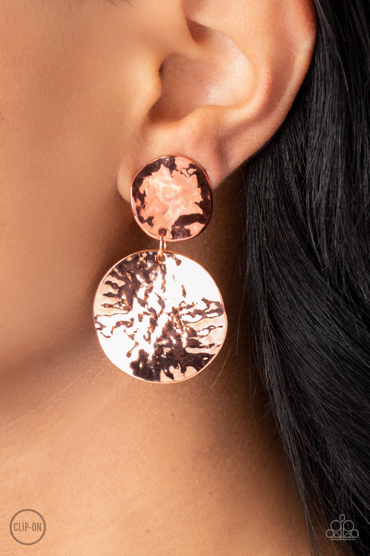 Rush Hour Copper Clip-On Earrings