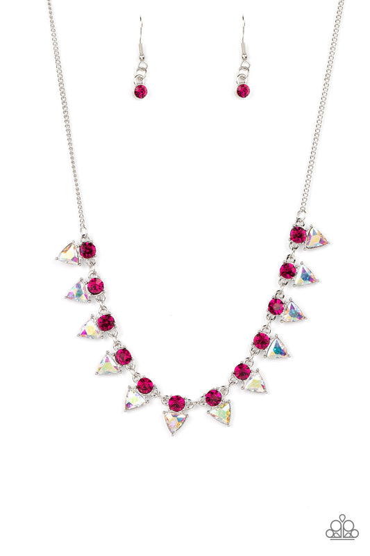 Razor-Sharp Refinement Pink Iridescent Necklace