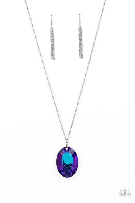 Celestial Essence Long Blue Oil Spill Necklace