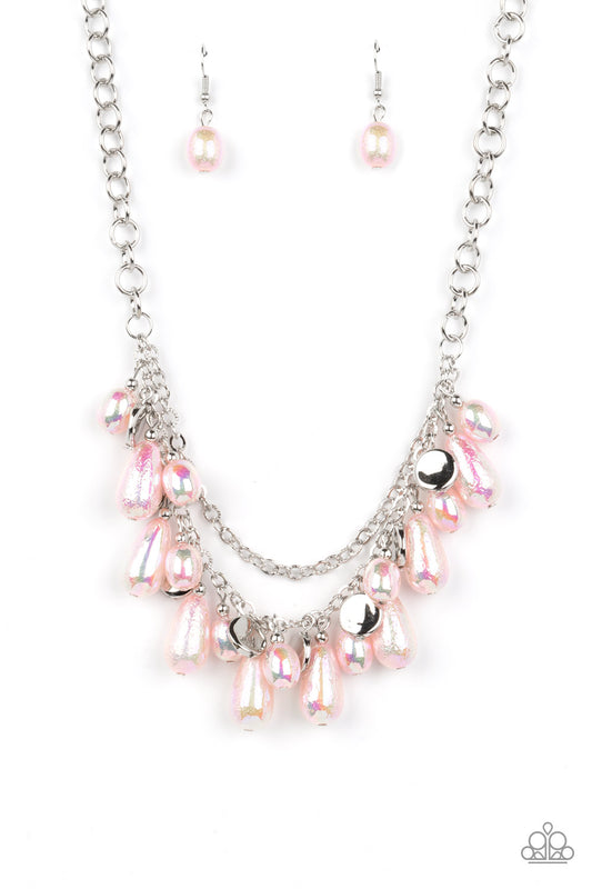 Interstellar Serenity Pink Iridescent Pearl Necklace