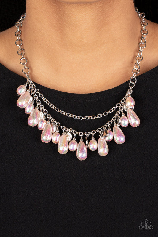 Interstellar Serenity Pink Iridescent Pearl Necklace