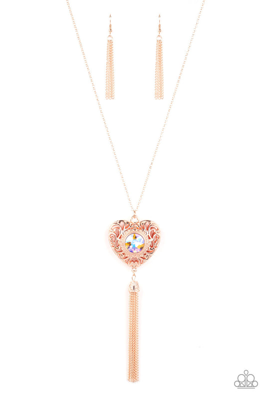 Prismatic Passion Long Gold Iridescent Necklace