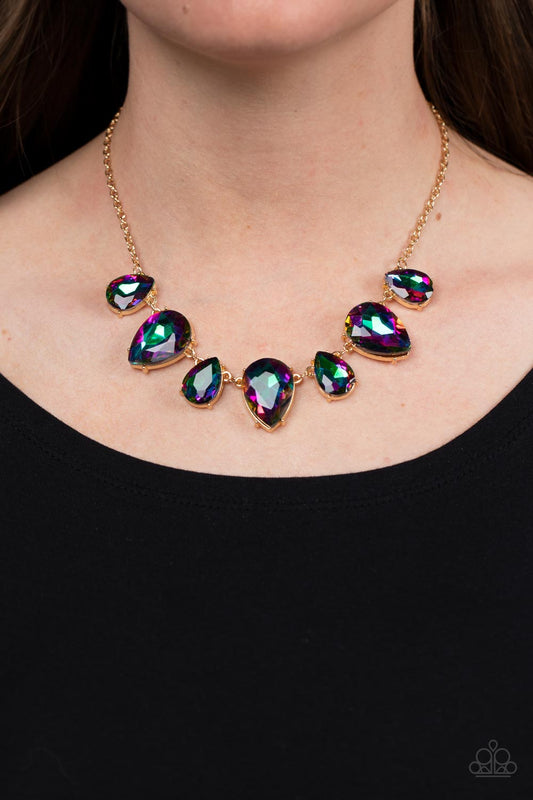 Otherworldly Opulence Gold Multi Oil Spill Necklace