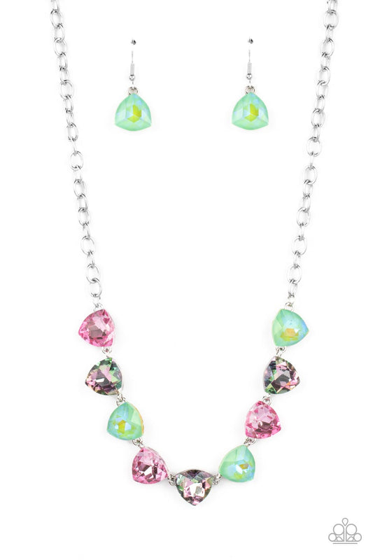 Dreamy Drama Green Multi Iridescent Necklace