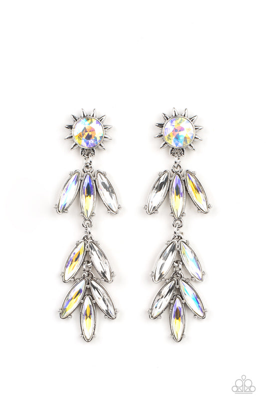 Space Age Sparkle Yellow Iridescent Earrings