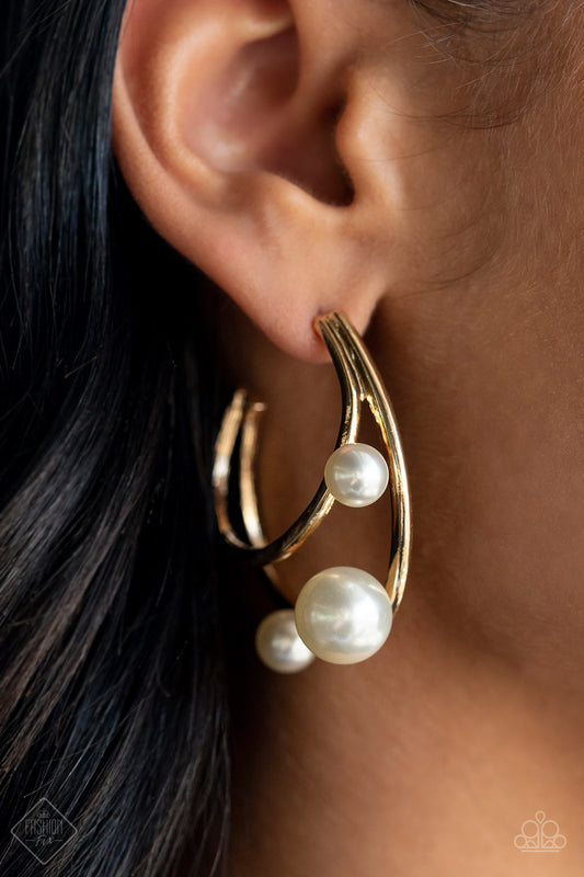 Metro Pier Gold Pearl Hoop Earrings