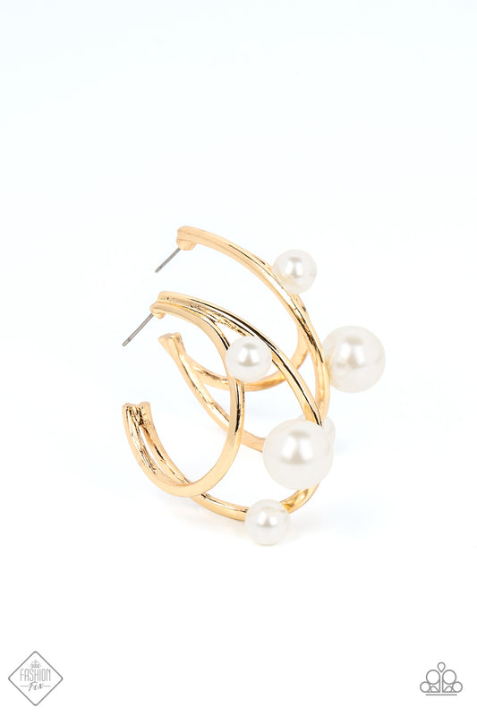 Metro Pier Gold Pearl Hoop Earrings