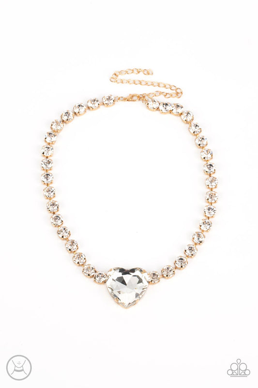 Heart in My Throat Gold Rhinestone Necklace