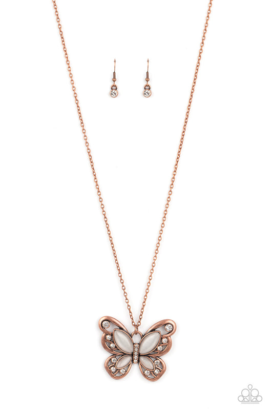 Wings Of Whimsy Long Copper Butterfly Necklace