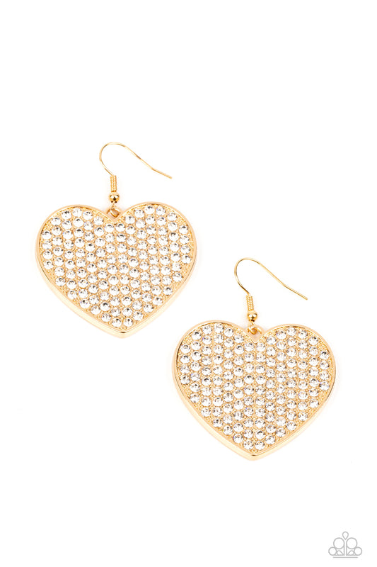 Romantic Reign Gold Heart Bling Earrings