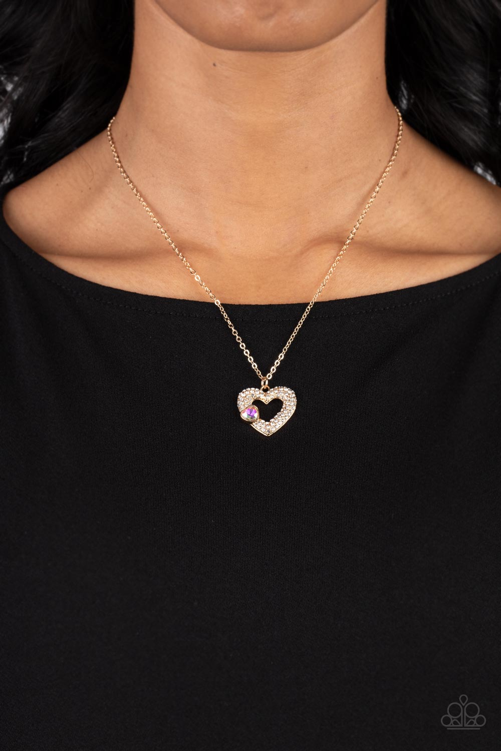 Bedazzled Bliss Multi Iridescent Heart Necklace