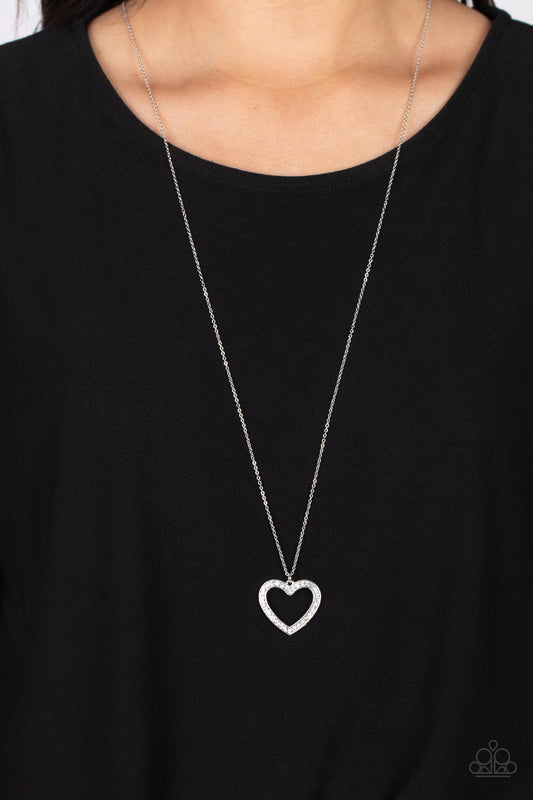 Dainty Darling Long Silver Heart Necklace