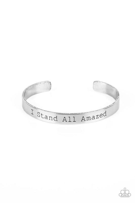 I Stand All Amazed Silver Inspirational Cuff Bracelet