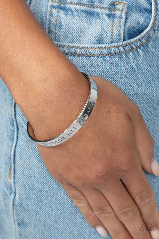 I Stand All Amazed Silver Inspirational Cuff Bracelet