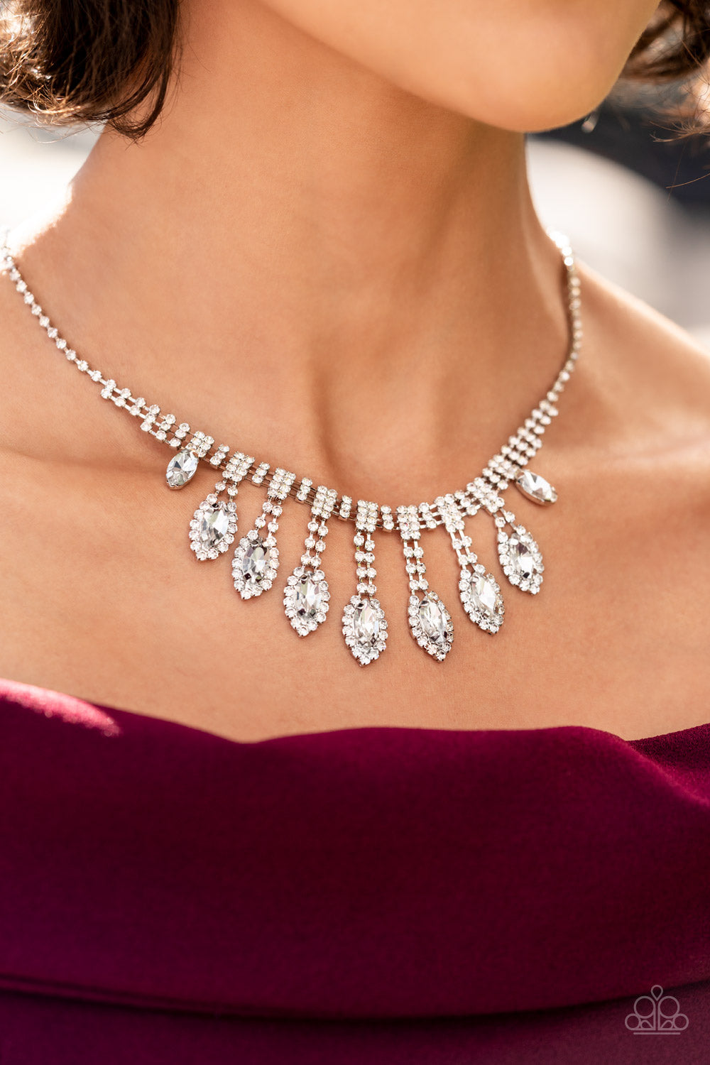 REIGNING Romance Silver Rhinestone Necklace