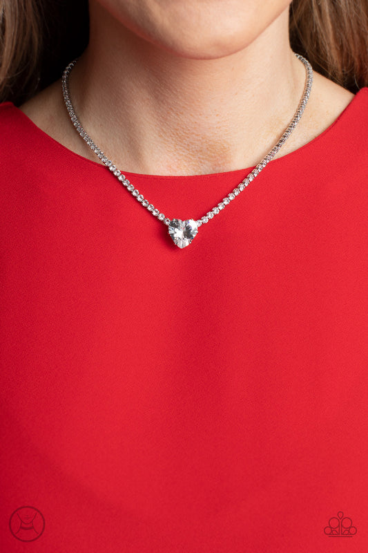 Flirty Fiancé Silver Heart Rhinestone Choker