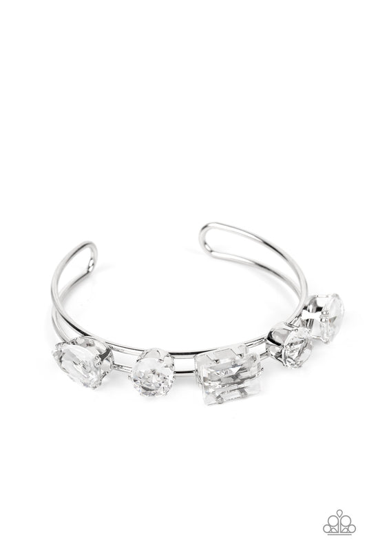 Uniquely Untapped Silver Rhinestone Cuff Bracelet