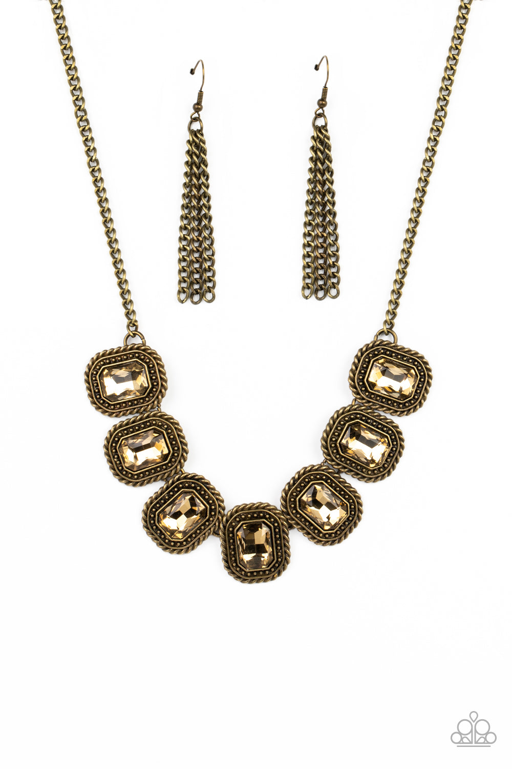 Iced Iron Brass Rhinestone Necklace