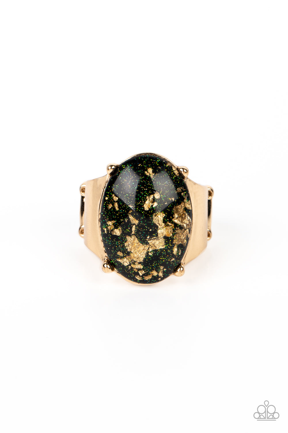 Gold Leaf Glam Black Ring