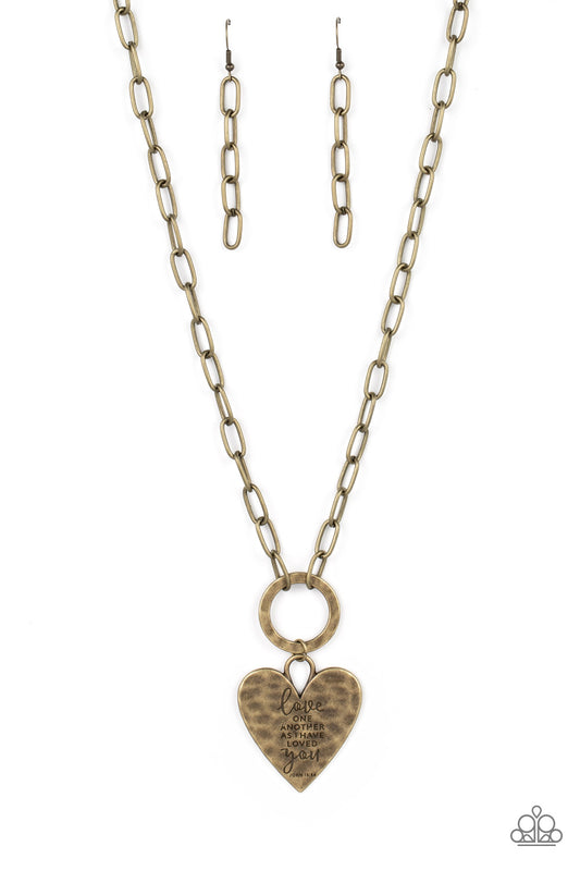 Brotherly Love Brass Heart Necklace