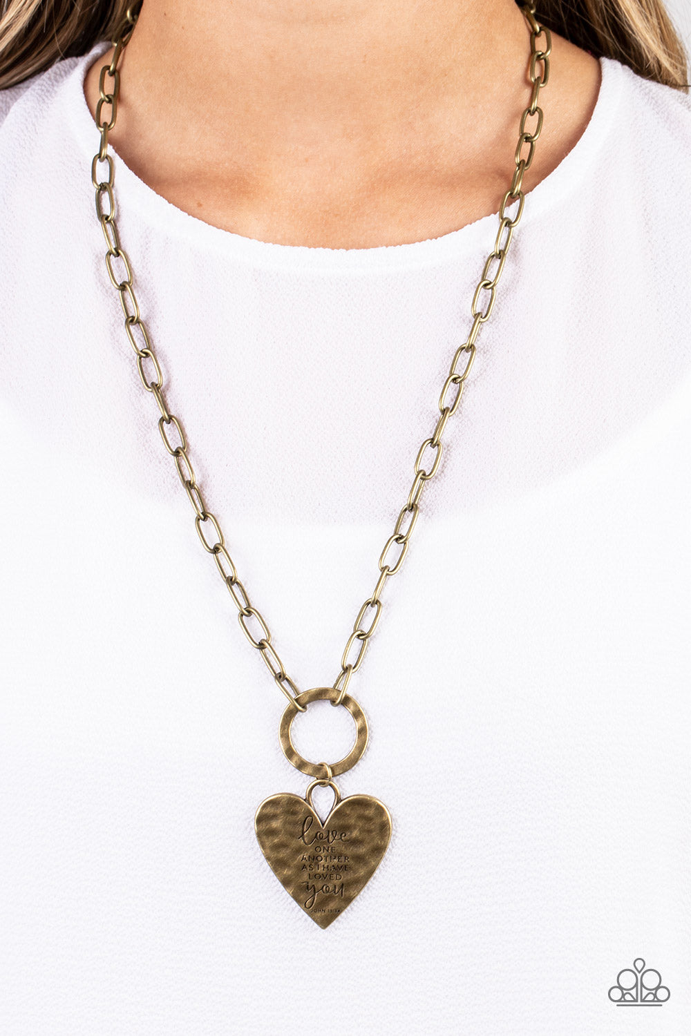 Brotherly Love Brass Heart Necklace