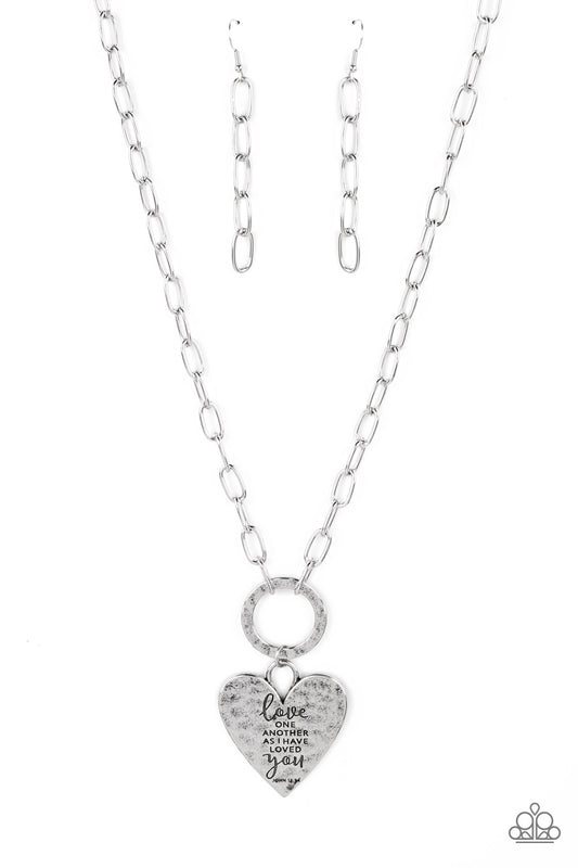 Brotherly Love Silver Inspirational Heart Necklace