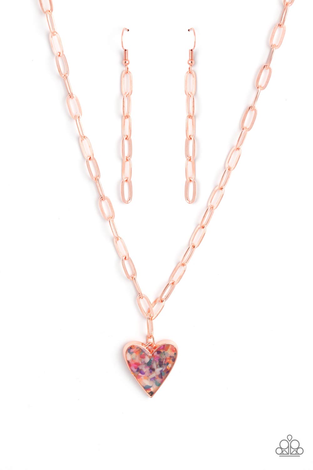 Kiss and SHELL Copper Heart Necklace