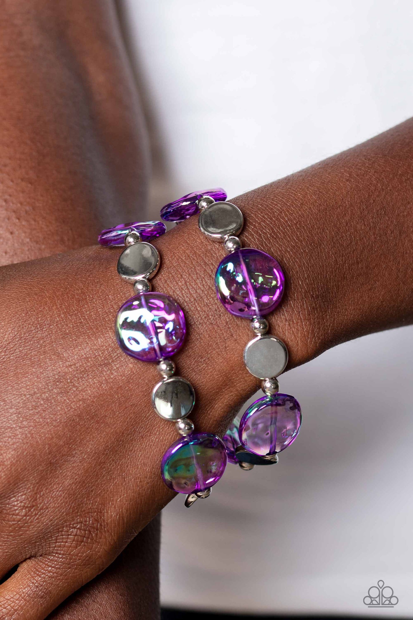 Discus Throw Purple Iridescent Bracelets