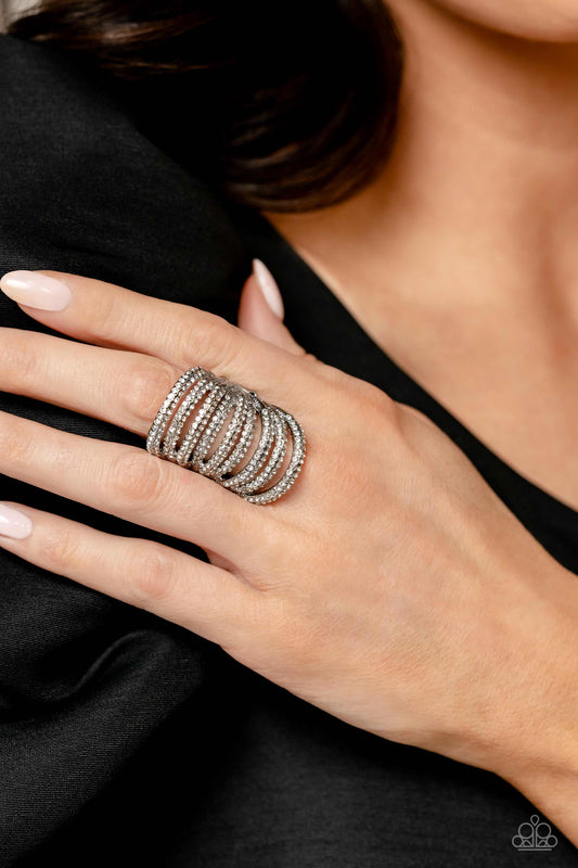 Rippling Rarity Silver Rhinestone Ring