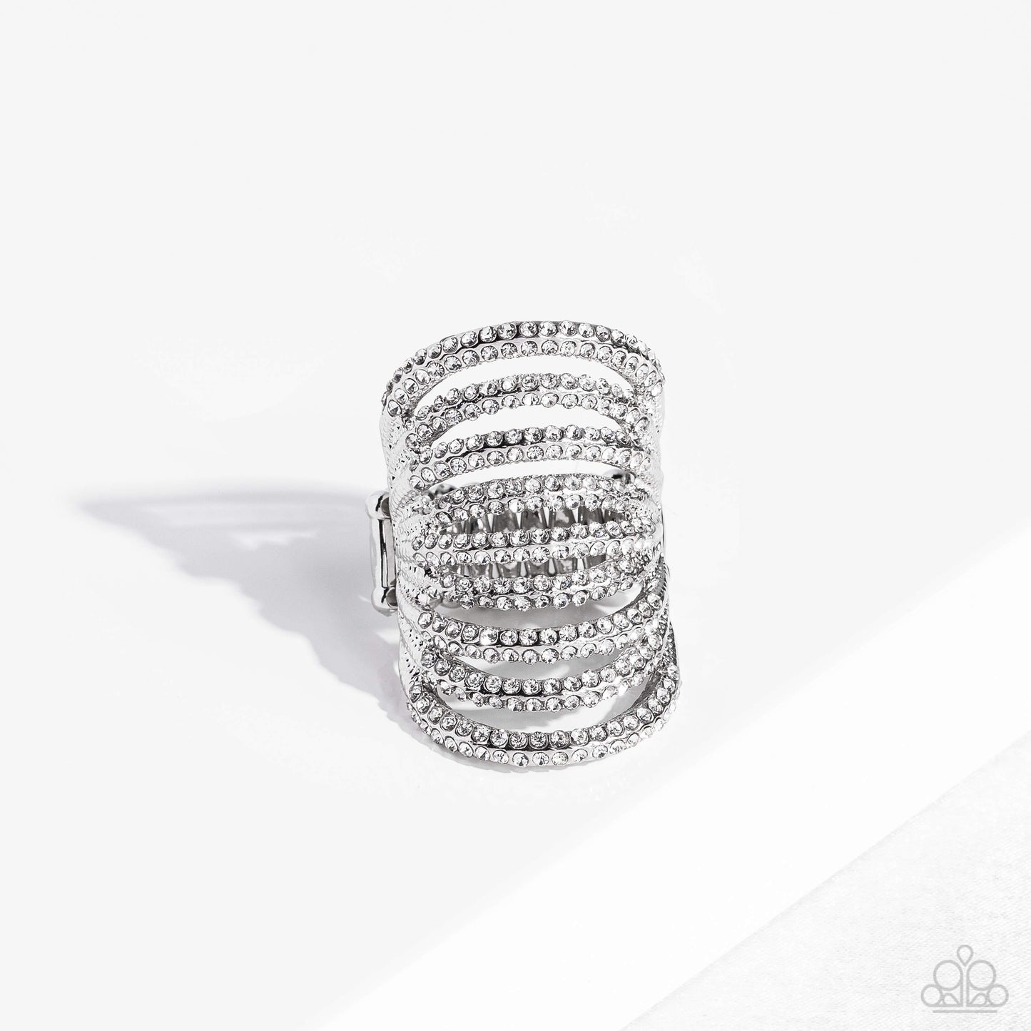 Rippling Rarity Silver Rhinestone Ring