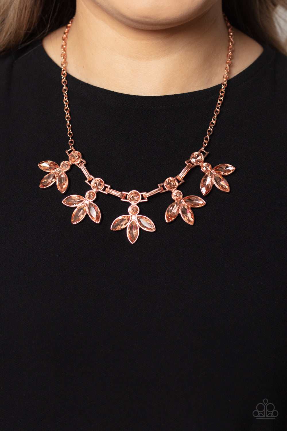 Dauntlessly Debonair Copper Bling Necklace