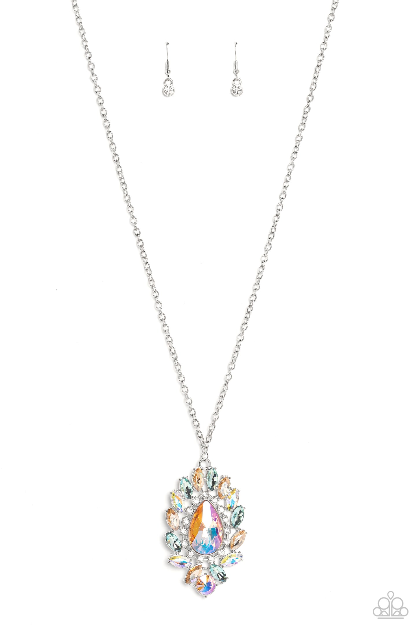 Over the TEARDROP Long Multi Iridescent Necklace