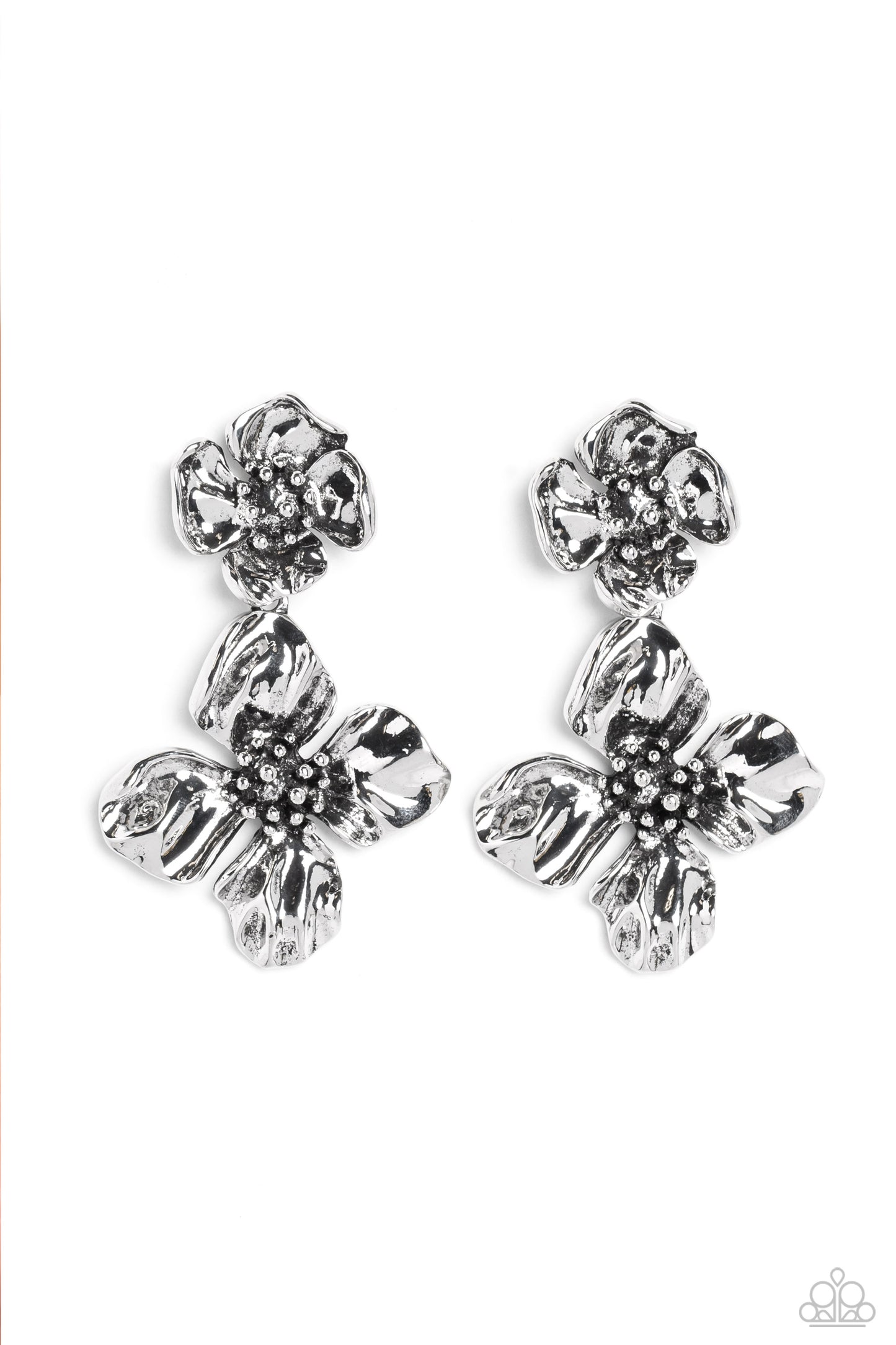 Gilded Grace Silver Floral Earrings