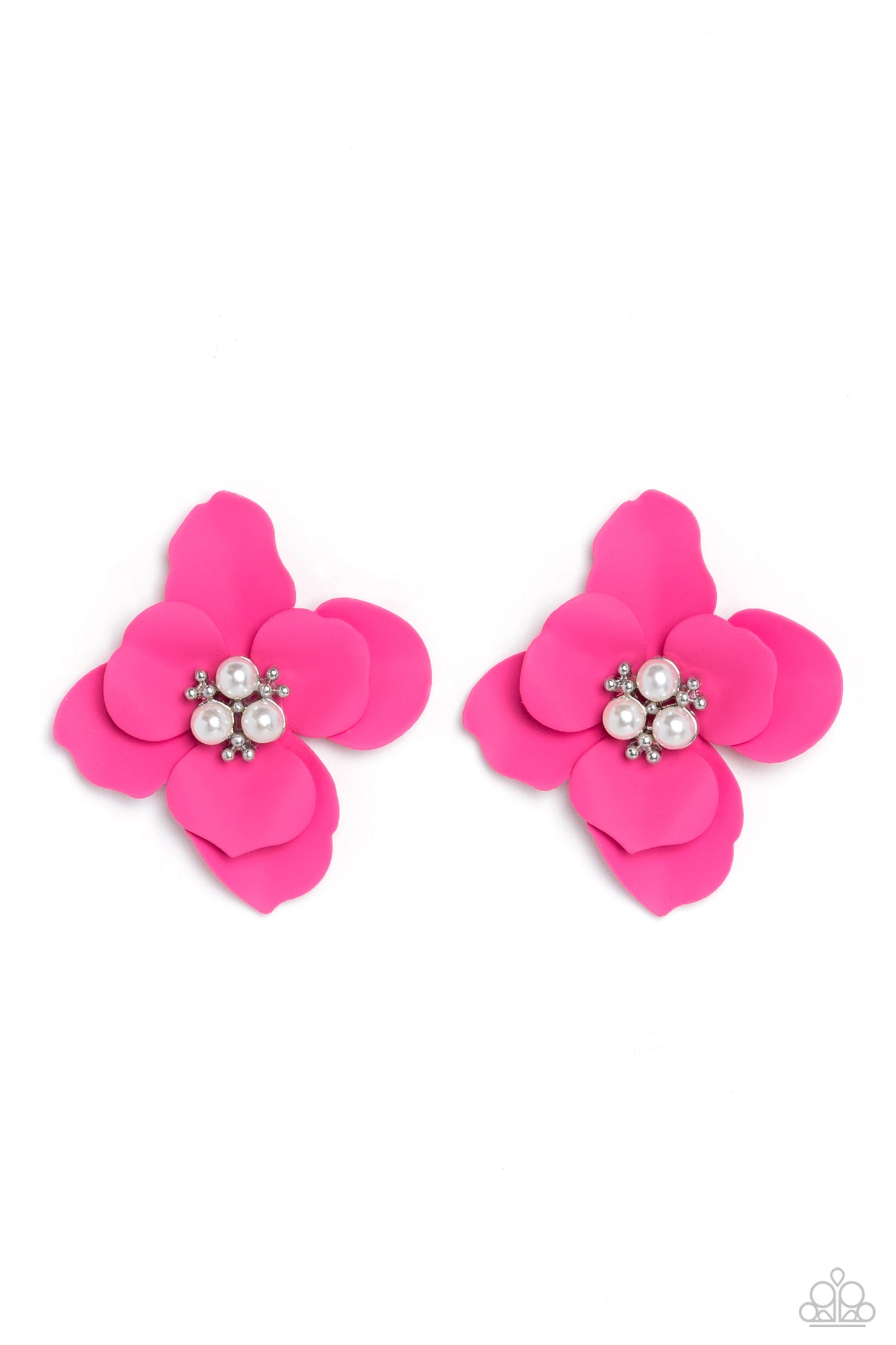 Jovial Jasmine Pink Flower Post Earrings