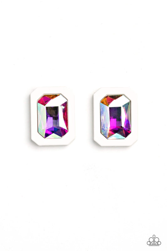 Edgy Emeralds Multi Iridescent Earrings