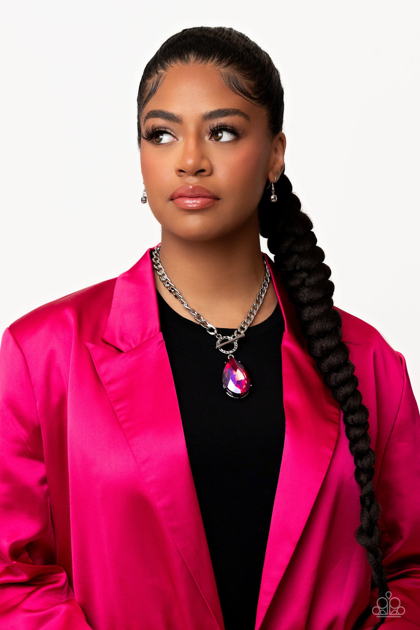 Edgy Exaggeration Pink Oil Spill Necklace