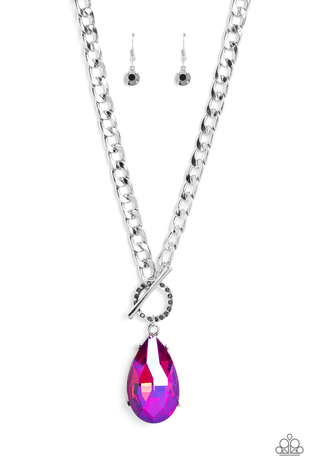 Edgy Exaggeration Pink Oil Spill Necklace