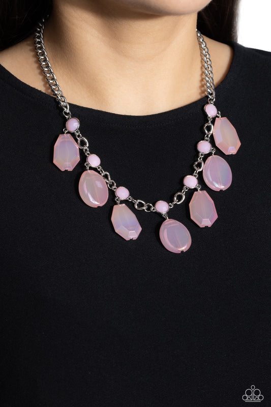 Maldives Mural Pink Iridescent Necklace