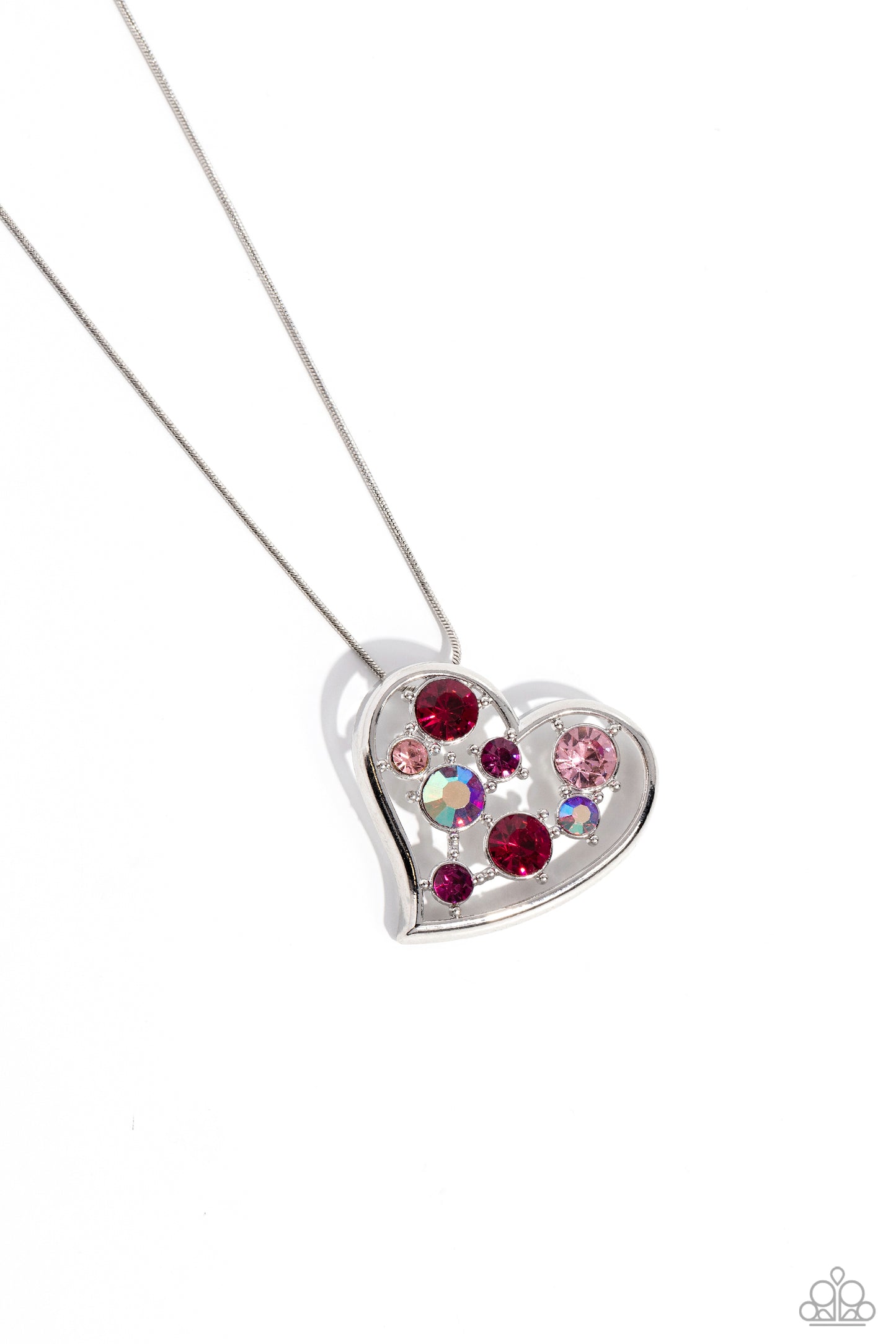 Romantic Recognition Pink Rhinestone Heart Necklace