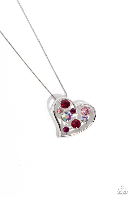 Romantic Recognition Pink Rhinestone Heart Necklace