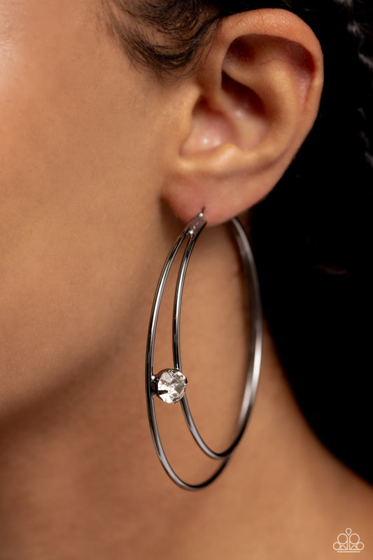 Theater HOOP Gunmetal Earrings